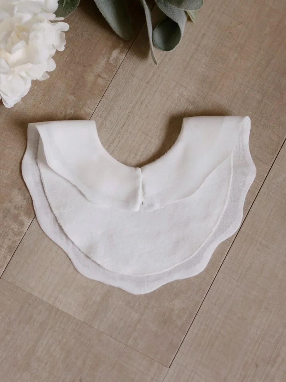 White Heirloom Bib With Shadow Bow Ivory Accents Baby Special Occasion